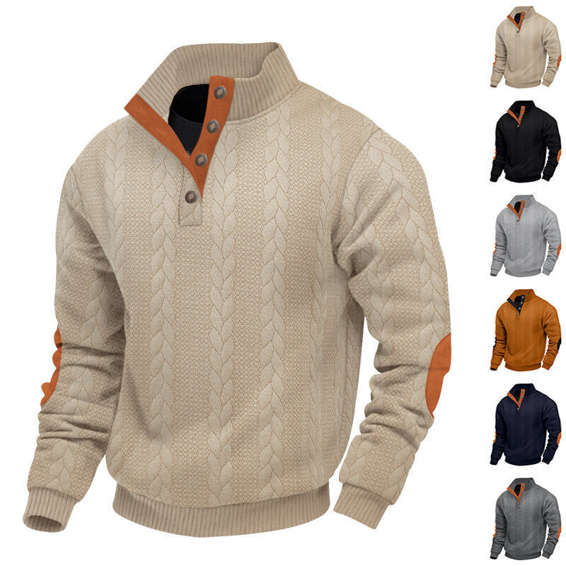 Herren Strickpullover Stehkragen Strukturieren Modern - BerlinGlamour