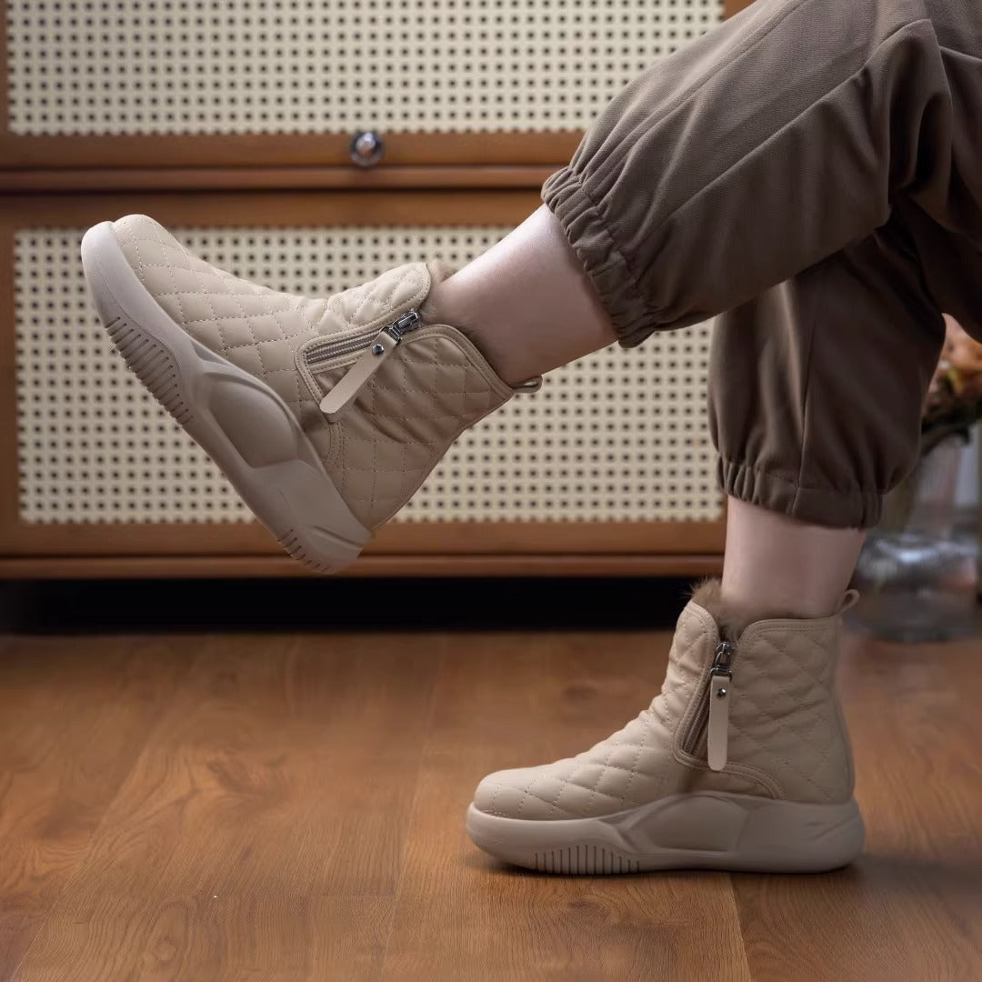 Damen Winterstiefel Gefüttert Warm mit Reißverschluss