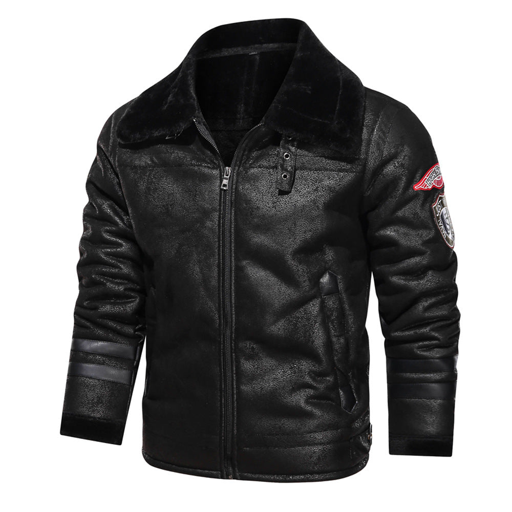 Herren Lederjacke Warm mit Futter Kunstleder Männerjacke