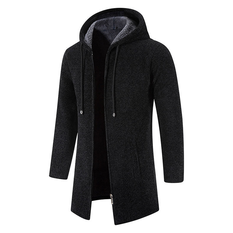 Herren Fleecejacke Mit Kapuze Seiten-Taschen Modern