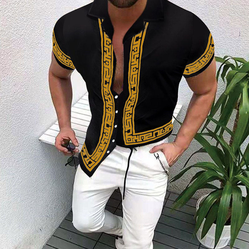 Herren Hemd Kurzarm Geometrisch Druck Modern Berlin Style