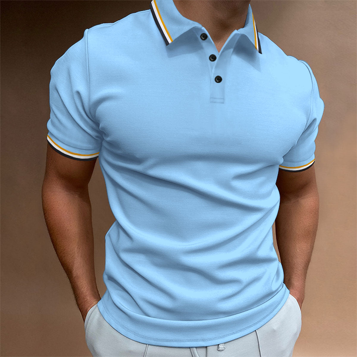 Herren Polohemd Modern Kontrastdetails Elegant