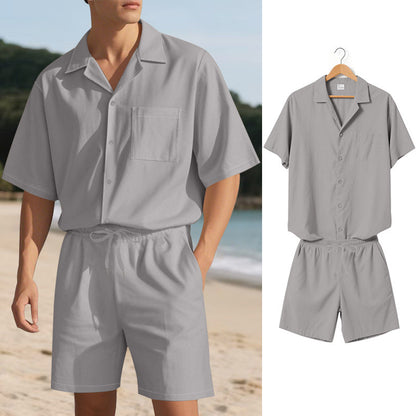 Herren Sommer Set Kurzarmhemd Shorts Modern Komfortabel