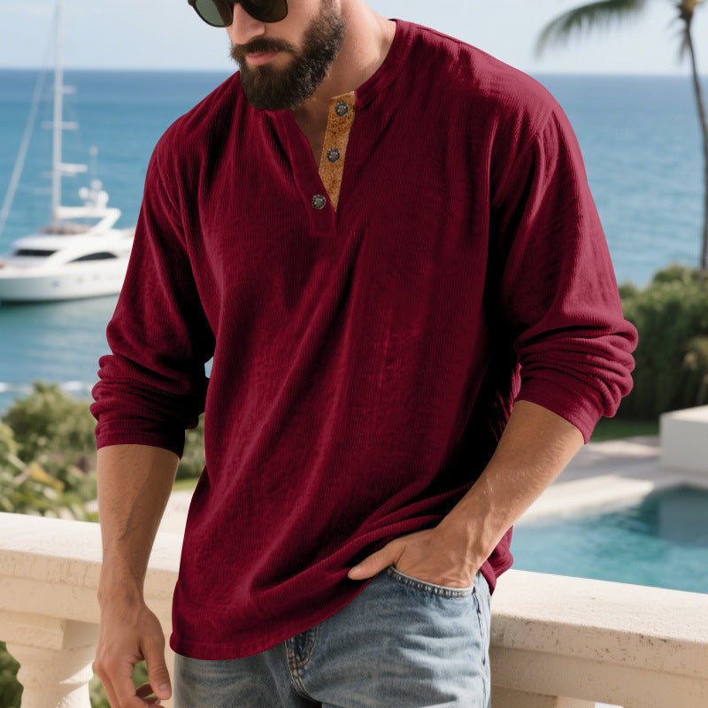 ein Beispiel: Herren Langarm-Henley-Shirt mit strukturiertem Material und modischen Knopfdetails BerlinGlamour 

Dieser Titel ist zu lang und enthält zu viele Wörter.