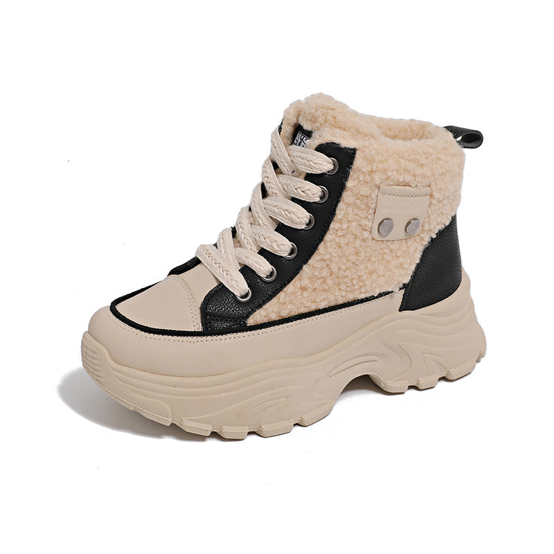 Damen Sneaker Warm High-Top Teddyfutter Schuhe Winter