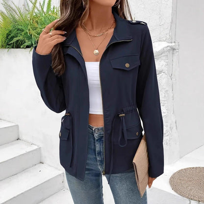 Damen Übergangsjacke Verstellbar Taschen Modern