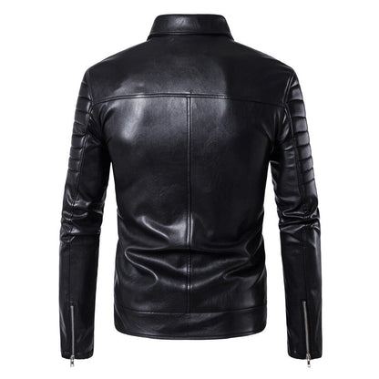 Leder Bikerjacke Herren Schwarz mit Steppdetails Modern