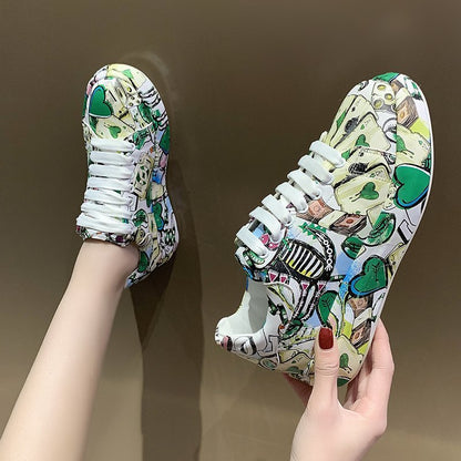 Damen Sneaker Bunt Comic Design Rutschfest