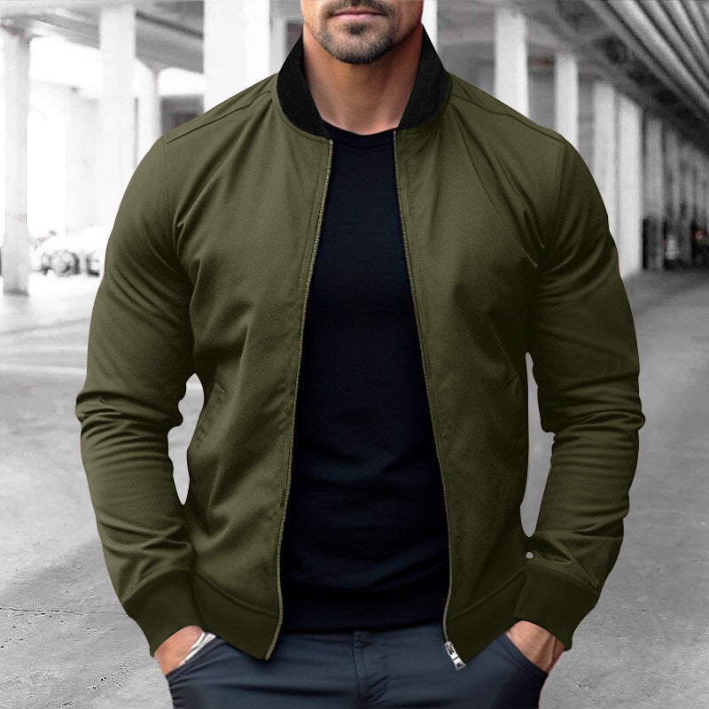 Herren Bomberjacke Elegant Schmal Schnitt Mit Reißverschluss