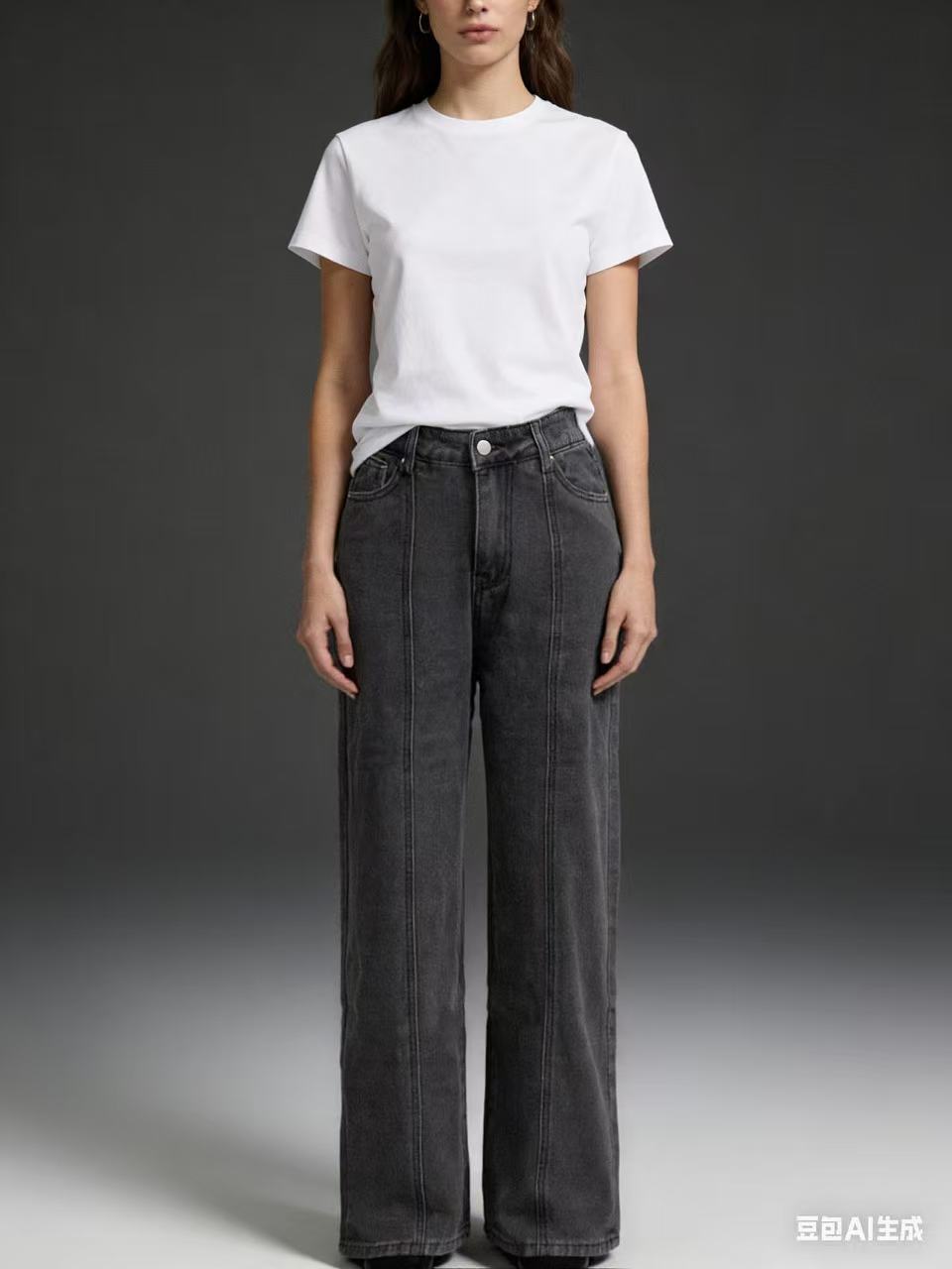 Weite Damen High-Waist Jeans Klassisch Bequem