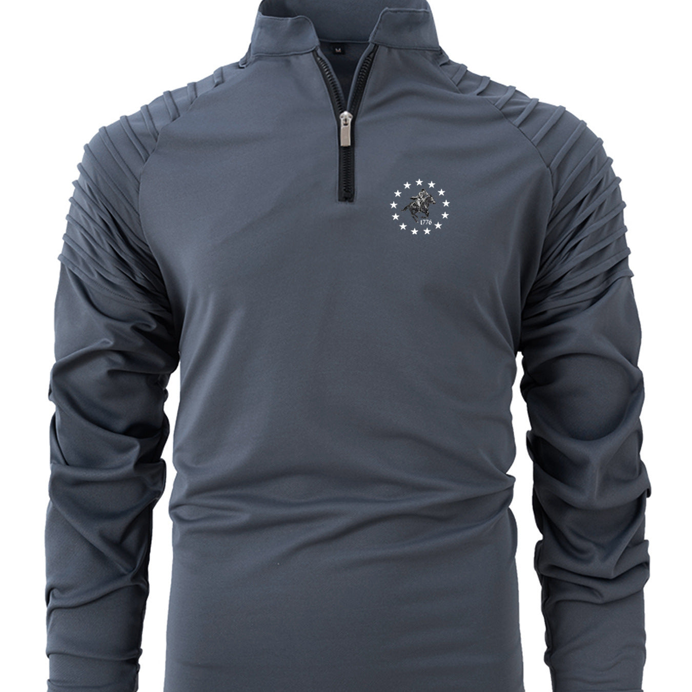 Herren Langarmshirt funktionell mit Reißverschluss und Struktur Ärmeln Modern