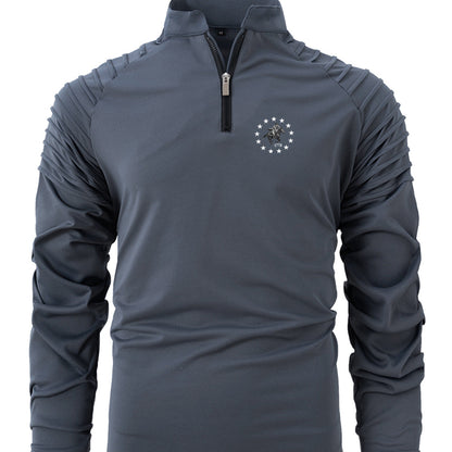 Herren Langarmshirt funktionell mit Reißverschluss und Struktur Ärmeln Modern