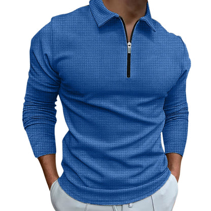 Herren Langarmshirt Modern Strukturiert Reißverschluss