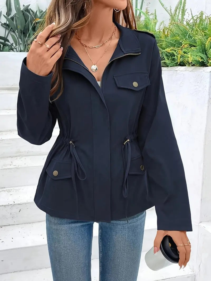 Damen Übergangsjacke Verstellbar Taschen Modern