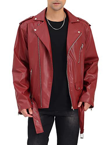 Lederjacke Herren Bikerjacke Asymmetrisch Schwarz