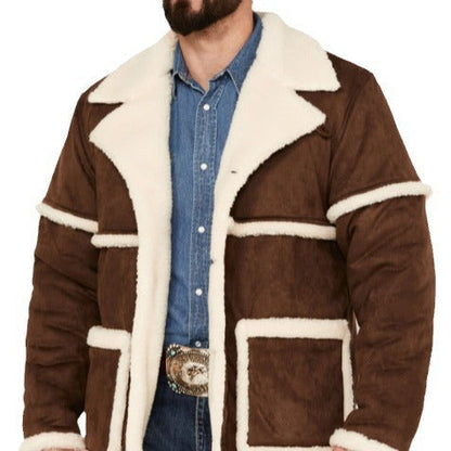 Herren Outdoor-Jacke Lammfell-Futter Elegant Schwarz