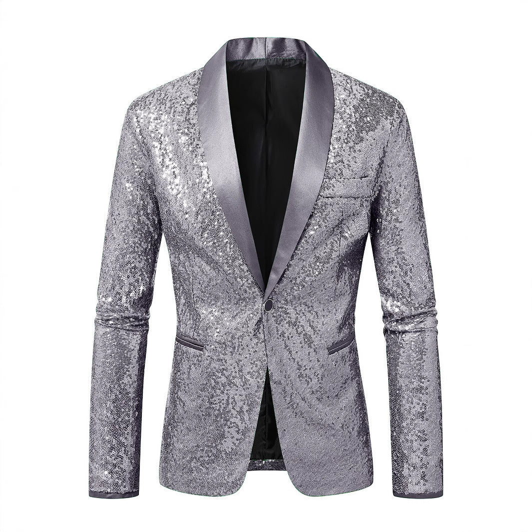 Herren Blazer Pailletten Modern Schnitt Glamour