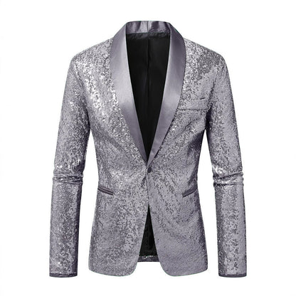 Herren Blazer Pailletten Modern Schnitt Glamour