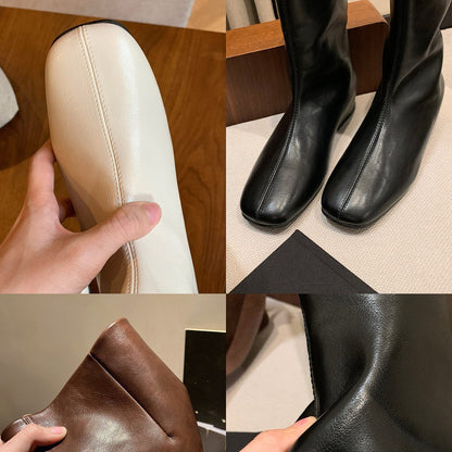 Damen Stiefel Overknee Leder Schwarz Elegante Mode