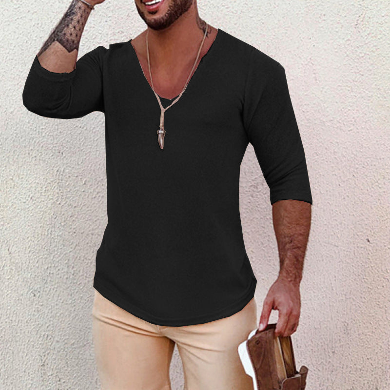 Herren T-Shirt V-Ausschnitt Modern Strukturdesign