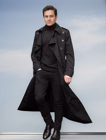 Herren Trenchcoat Eleganter Schnitt Doppelter Knopfleiste Modern