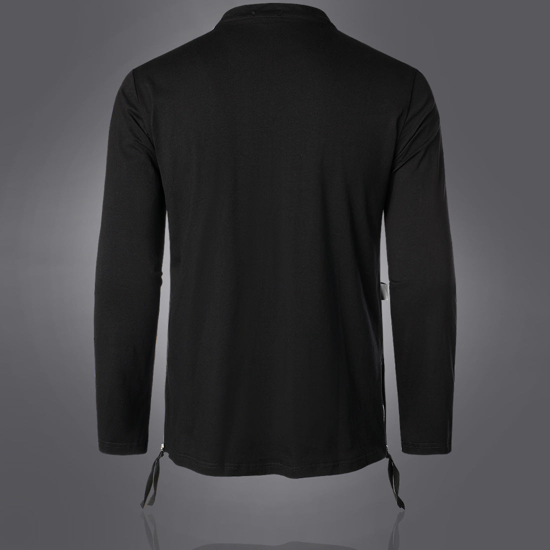 Herren Langarmshirt Modern Asymmetrisch mit Brusttasche