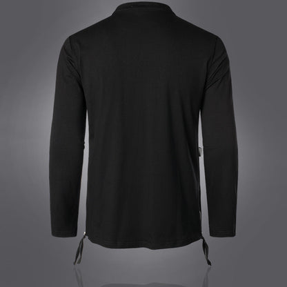 Herren Langarmshirt Modern Asymmetrisch mit Brusttasche
