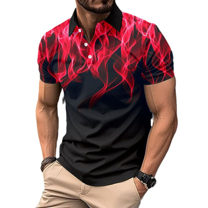 Herren Poloshirt Modern mit Rauchmuster und Flachkragen