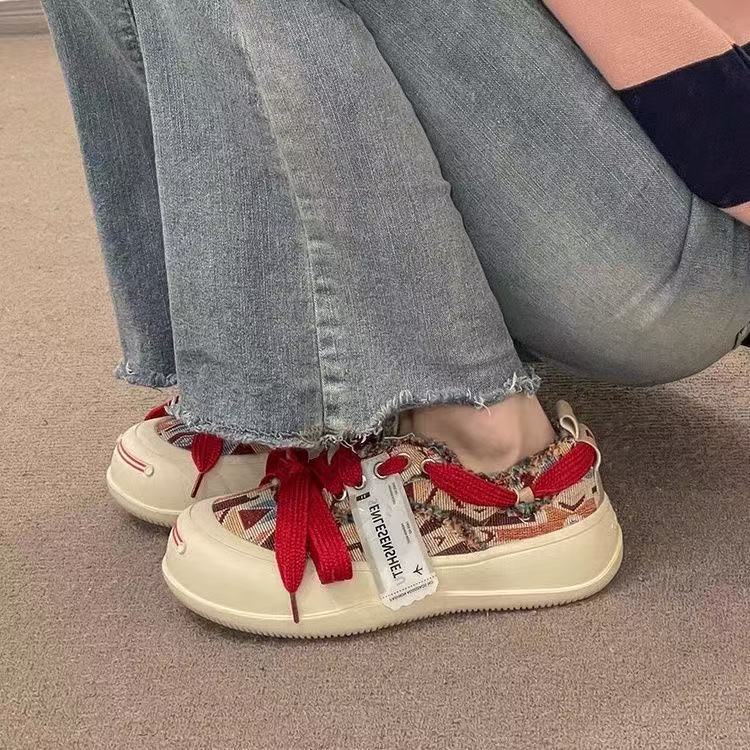 Damen Sneaker Modisch Gefranst Schnürsystem