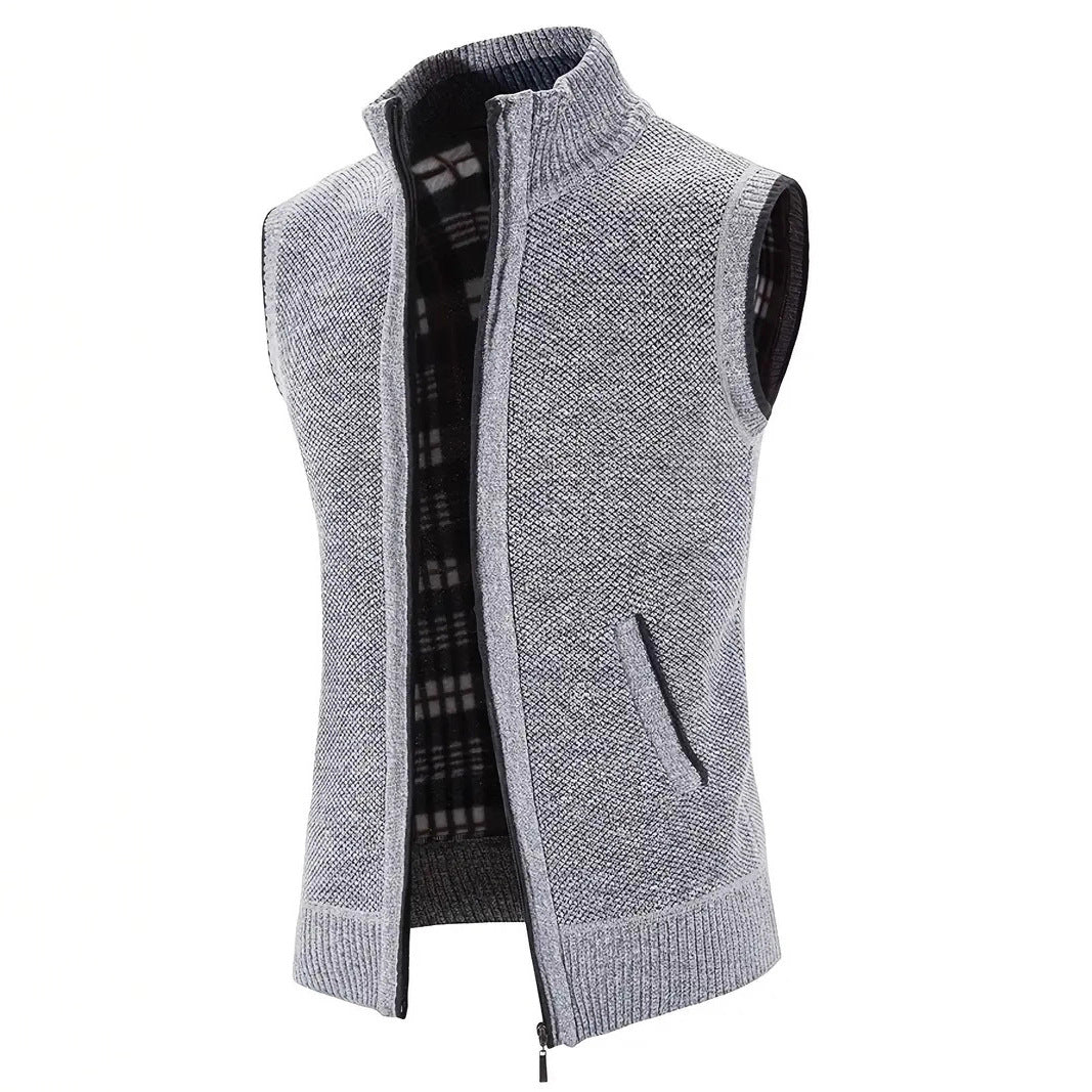 Herren Strickweste Hochkragen mit Taschen Modern