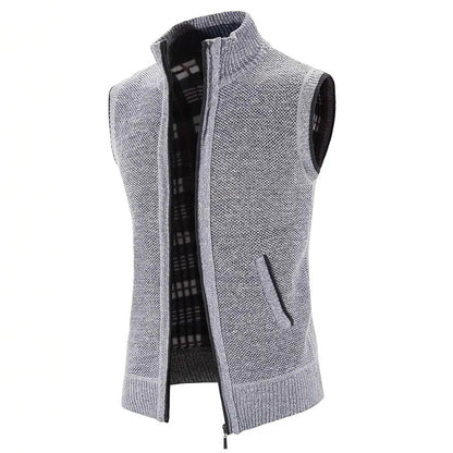 Herren Strickweste Hochkragen mit Taschen Modern