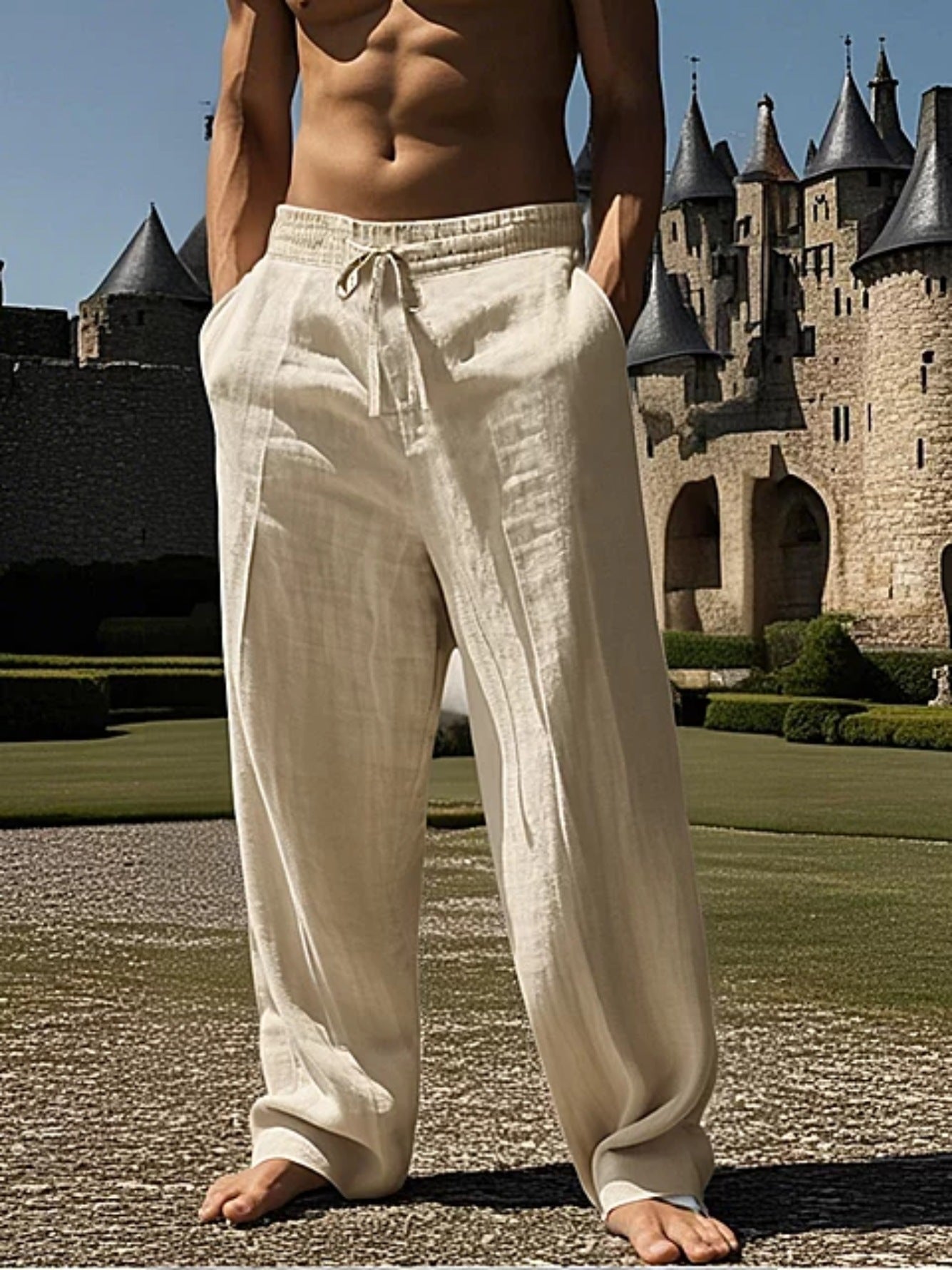Leichte Herren Sommerhose Linen Beige