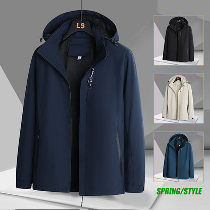 Herren Outdoorjacke Wasserdicht Verstellbare Kapuze Sportlich