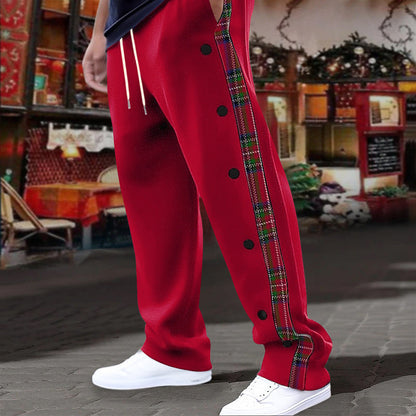 Herren Freizeithosen Modern kariert mit Knopfleiste