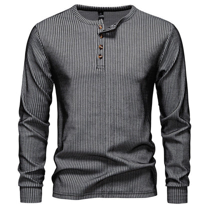 Herren Langarmhemd Mit Struktur und Knöpfen Modern