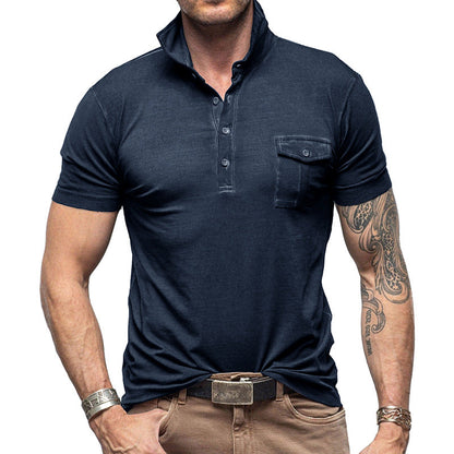 Herren Poloshirt Modern mit Brustfach und Stehkragen