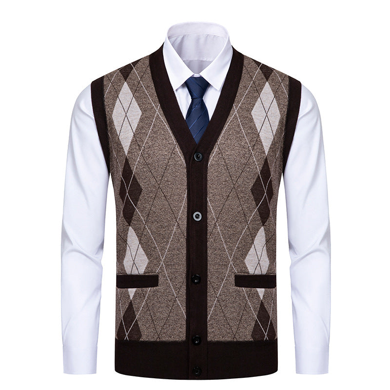Herren Strickjacke Modern Rautenmuster Elegante Männerjacke - BerlinGlamour