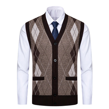 Herren Strickjacke Modern Rautenmuster Elegante Männerjacke - BerlinGlamour