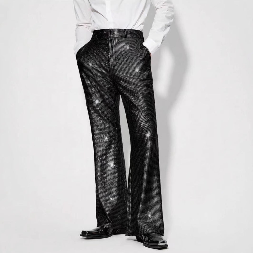 Herren Partypants Glitzernd Elegant Schwarze Gala Hose