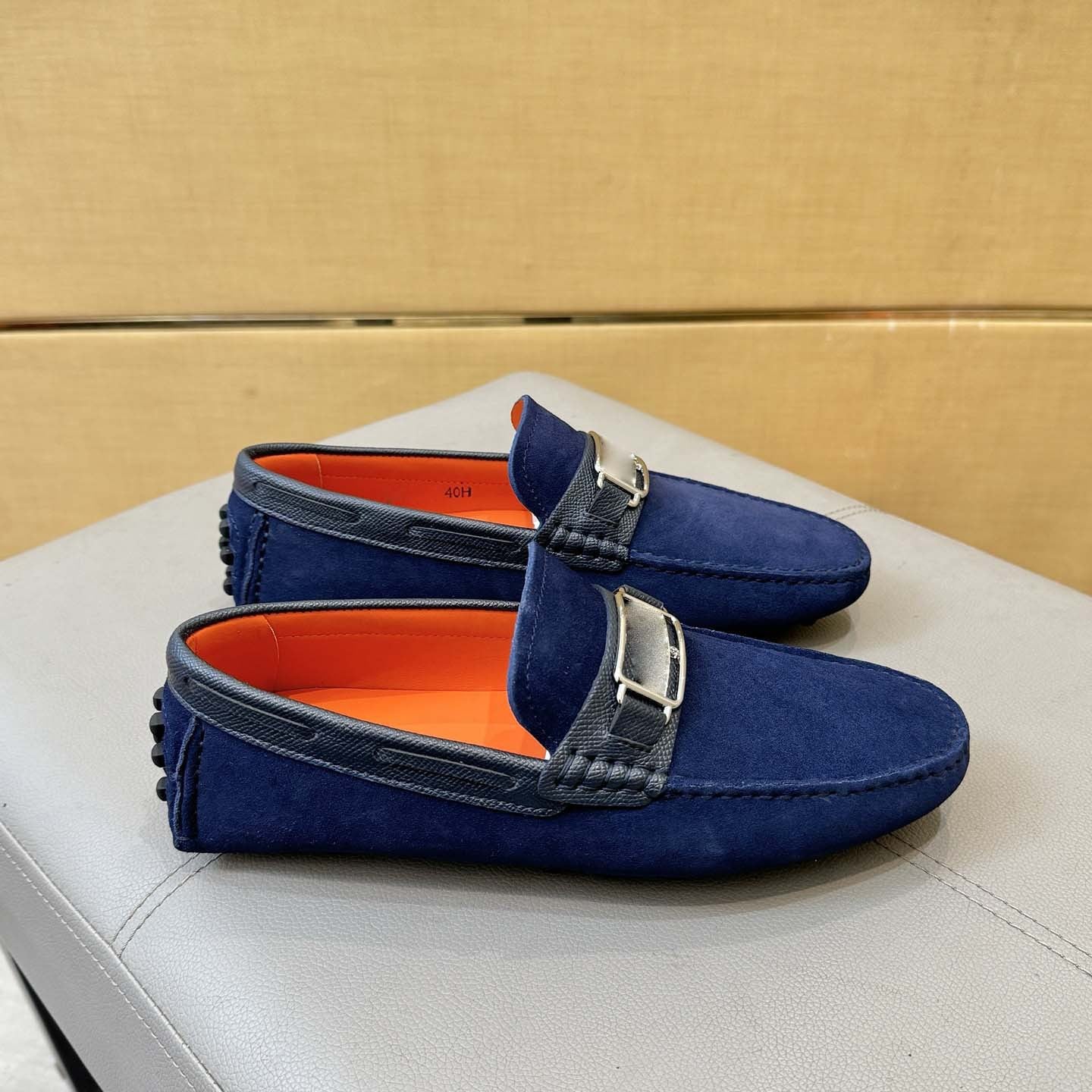 Damen Mokassins Wildleder Elegante Schnalle Schuhe