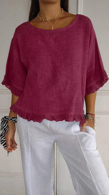 Damen Oberteil Lässig mit Rüschen Modern Trendy
