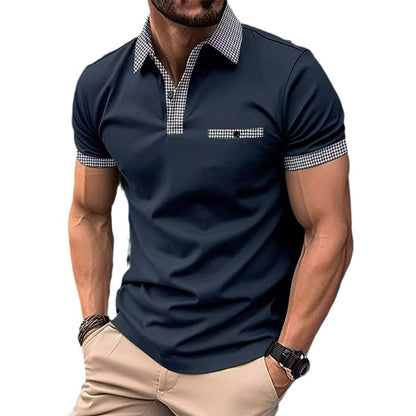 Herren Poloshirt Kariert Modern mit Brusttasche