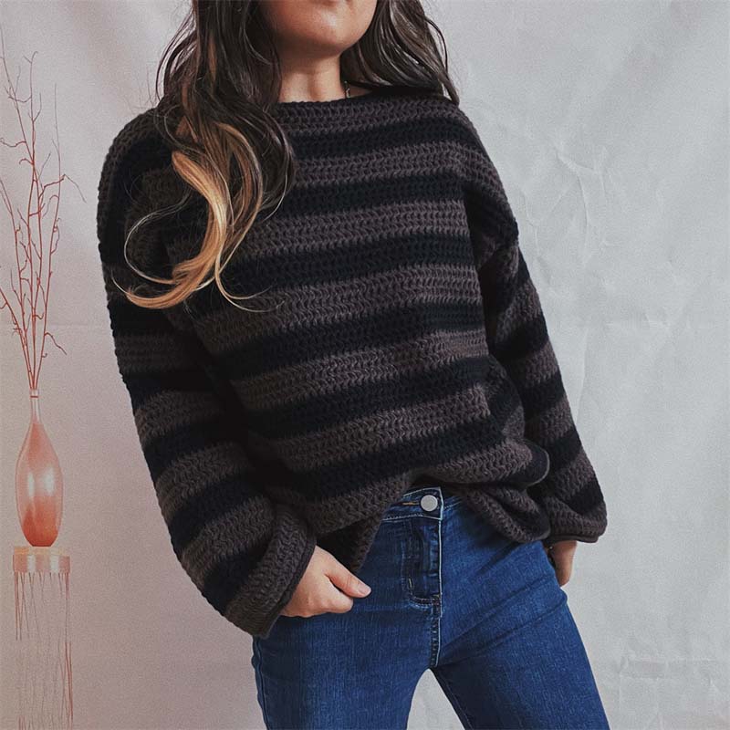 Gestreifter Strickpullover Weich Pastellfarben Damen