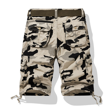 Herren Camo Shorts Cargo mit Seitentaschen und Verstellbund