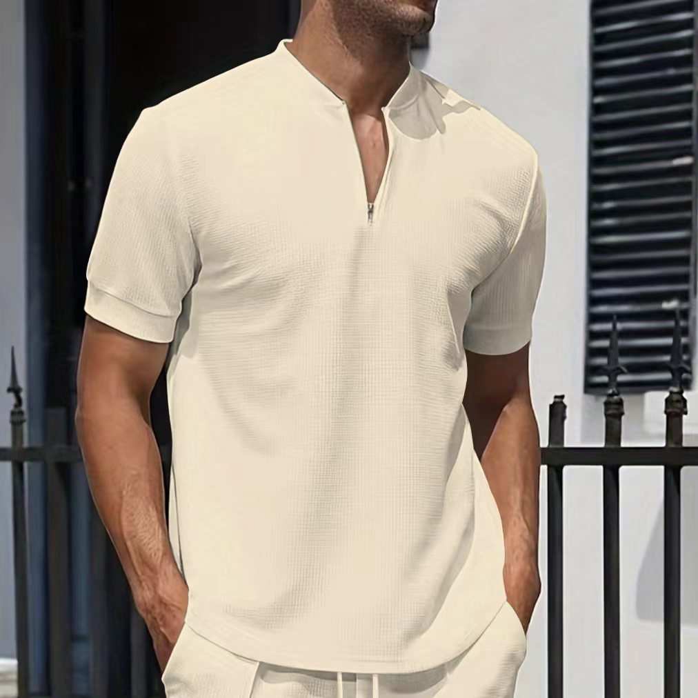 Herren Freizeitshirt Modern Kurzarm Stehkragen Sportlich - BerlinGlamour
