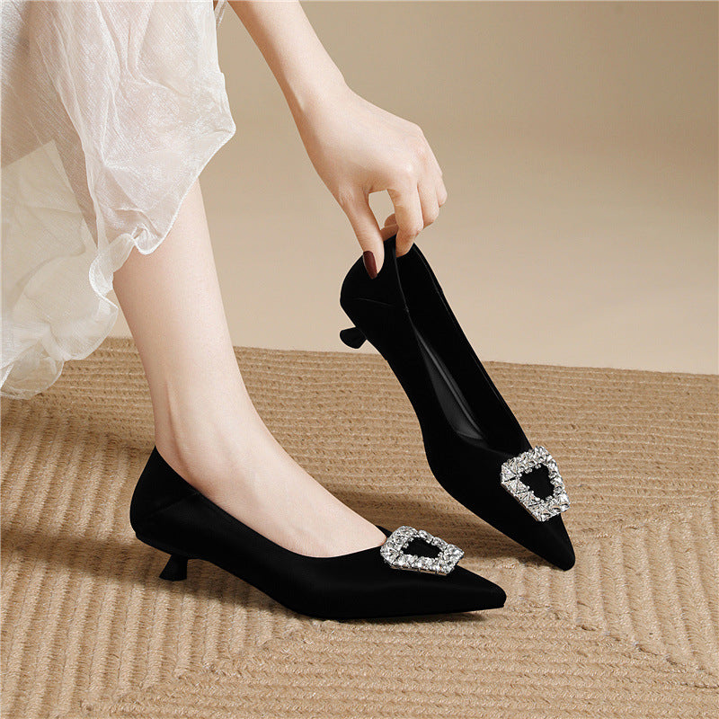 Damen Ballerinas Schmuckdetail Glitzer Elegante Mode - BerlinGlamour
