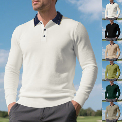 Herren Poloshirt Langarm Moderner Kragen Berlin Style - BerlinGlamour
