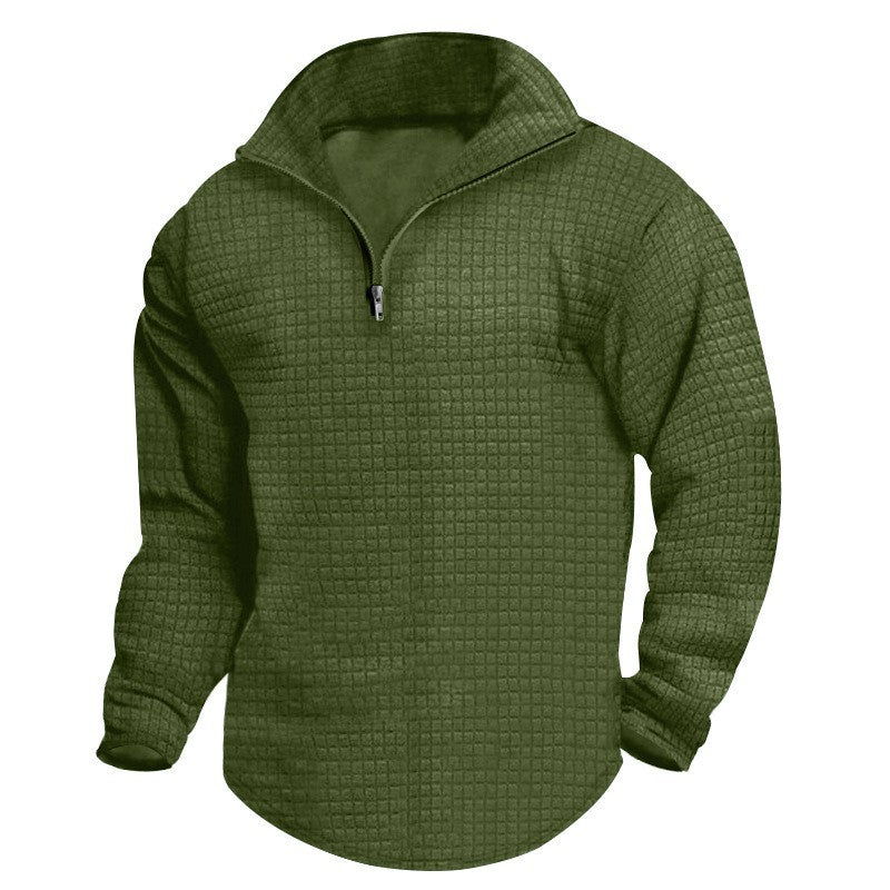 Herren Fleece-Pullover Stehkragen Strukturiert Modern - BerlinGlamour