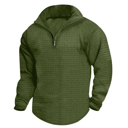 Herren Fleece-Pullover Stehkragen Strukturiert Modern - BerlinGlamour