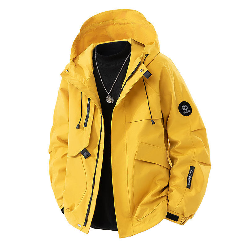 Herren Outdoor-Jacke wasserfest mit Taschen und verstellbarem Kragen